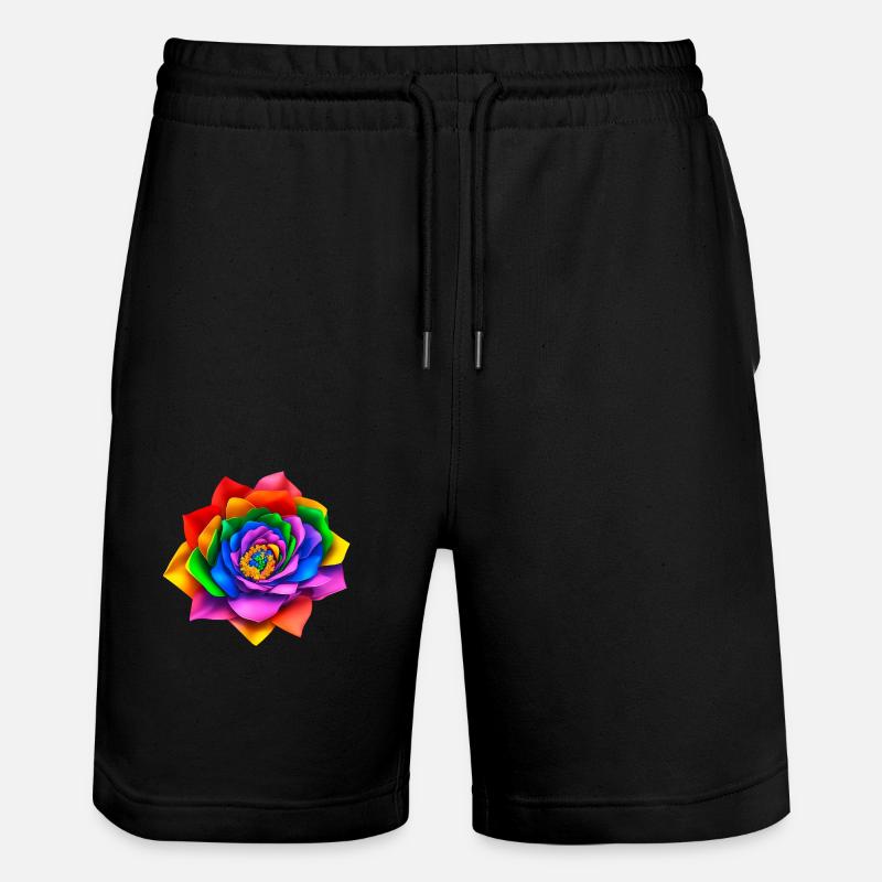 Lebendige 3D Regenbogenblume - Stanley/Stella Unisex Bio Joggingshorts Trainer  - Schwarz