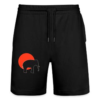 Elefant im Retro-Stil: Der rote Sonnenuntergang - Stanley/Stella Unisex Bio Joggingshorts Trainer  - Schwarz - Vorne - Nik (191cm) & Marisol (170cm)
