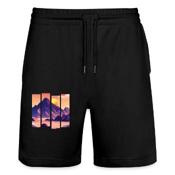 Mountains Hiking Hiking Mountain Hiking Mountain Hikers - Stanley/Stella Trainer Unisex Organic Jogging Shorts - black - Front - Nik (191cm) & Marisol (170cm)
