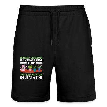 Jardinier Grand-mère à la retraite Retraité Jardinier Garde - Short de jogging bio TRAINER Stanley/Stella unisexe - noir - Devant - Nik (191cm) & Marisol (170cm)