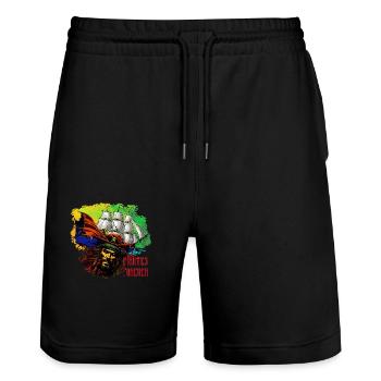 Pirates pour toujours - Short de jogging bio TRAINER Stanley/Stella unisexe - noir - Devant - Nik (191cm) & Marisol (170cm)