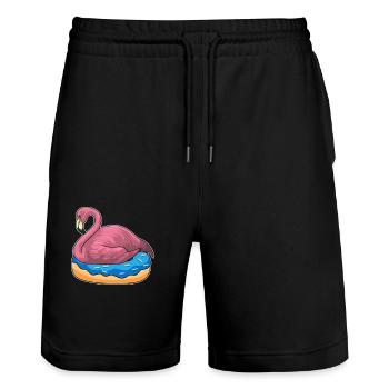 Canard avec beignet Drôle de flamant rose T-shirt - Short de jogging bio TRAINER Stanley/Stella unisexe - noir - Devant - Nik (191cm) & Marisol (170cm)
