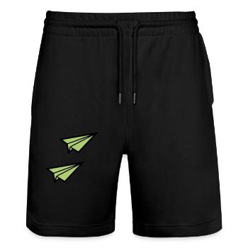 Avion en papier 2 - Short de jogging bio TRAINER Stanley/Stella unisexe - noir - Devant - Nik (191cm) & Marisol (170cm)