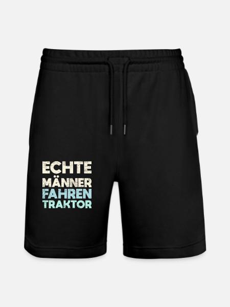 Echte Männer Fahren Traktor - Stanley/Stella Unisex Bio Joggingshorts Trainer - Schwarz