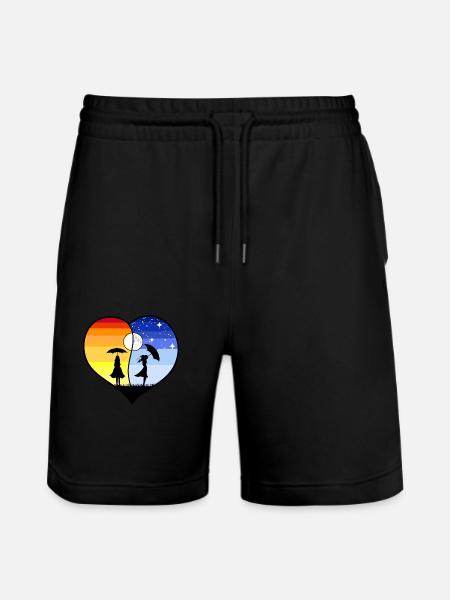 HEART YING YANG - Stanley/Stella Trainer Unisex Organic Jogging Shorts - black