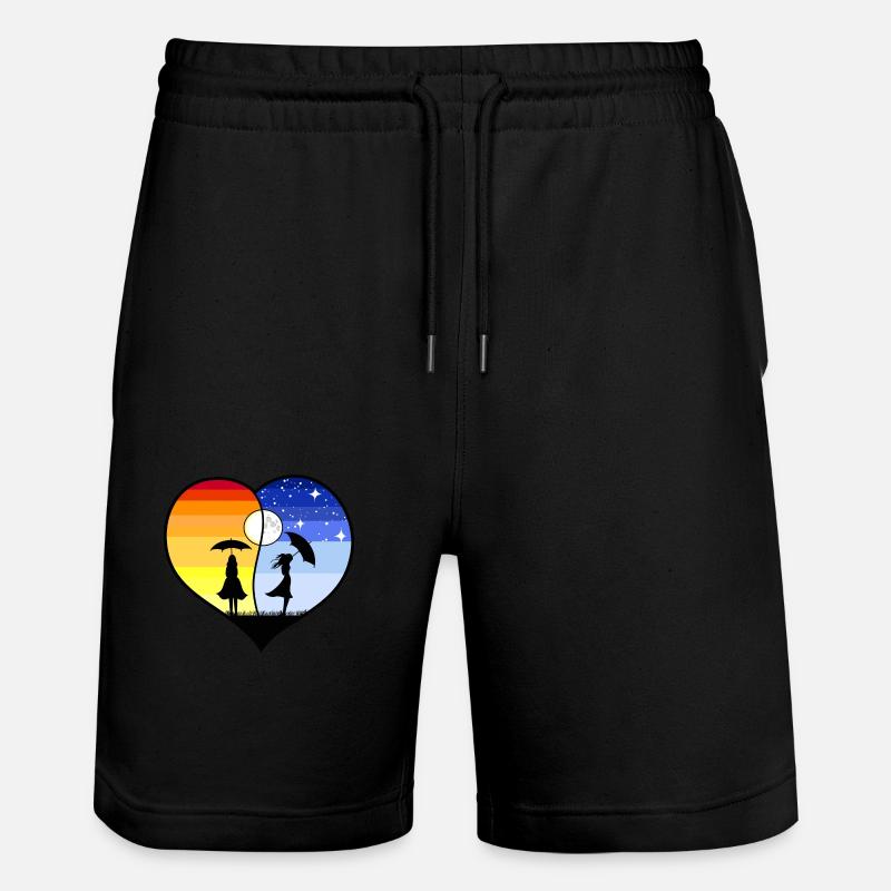 COEUR YING YANG - Short de jogging bio TRAINER Stanley/Stella unisexe - noir