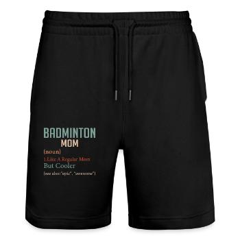Une maman de badminton comme une maman ordinaire mais une femme plus cool - Short de jogging bio TRAINER Stanley/Stella unisexe - noir - Devant - Nik (191cm) & Marisol (170cm)
