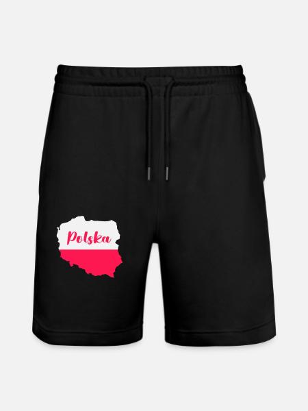 Poland Polska - Stanley/Stella Trainer Unisex Organic Jogging Shorts - black