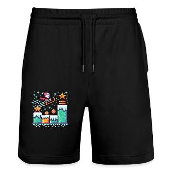 Pixel Winter Wonderland : le pays des neiges rétro du jeu - Short de jogging bio TRAINER Stanley/Stella unisexe - noir - Devant - Nik (191cm) & Marisol (170cm)