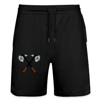 Haches Hache - Short de jogging bio TRAINER Stanley/Stella unisexe - noir - Devant - Nik (191cm) & Marisol (170cm)