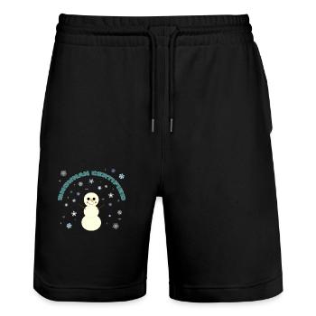 Snowman Certified - Stanley/Stella Trainer Unisex Organic Jogging Shorts - black - Front - Nik (191cm) & Marisol (170cm)