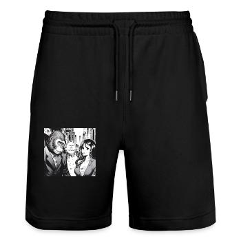 Japon Drôle - Short de jogging bio TRAINER Stanley/Stella unisexe - noir - Devant - Nik (191cm) & Marisol (170cm)