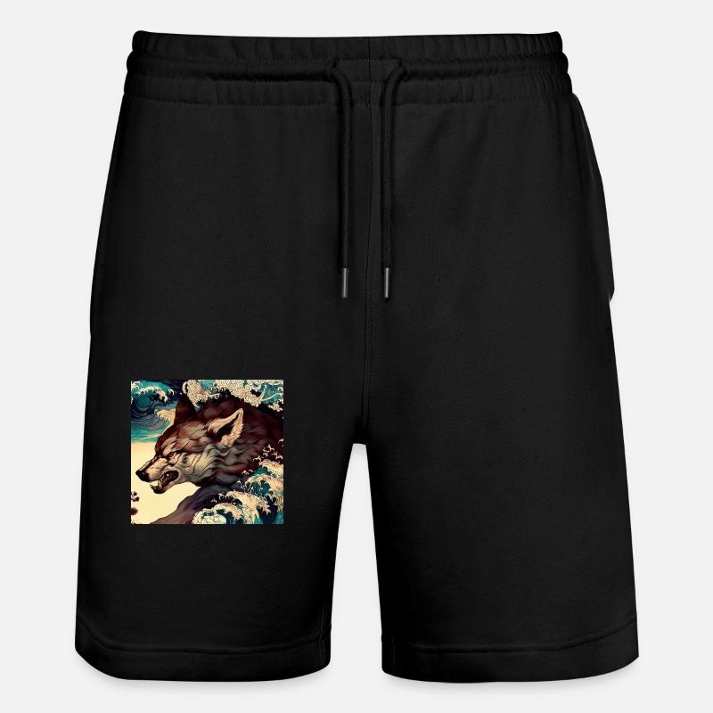 Wolf Japanisch - Stanley/Stella Unisex Bio Joggingshorts Trainer  - Schwarz