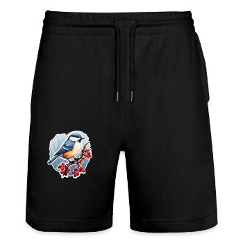 Tannenmeise im Winter - Stanley/Stella Unisex Bio Joggingshorts Trainer  - Schwarz - Vorne - Nik (191cm) & Marisol (170cm)