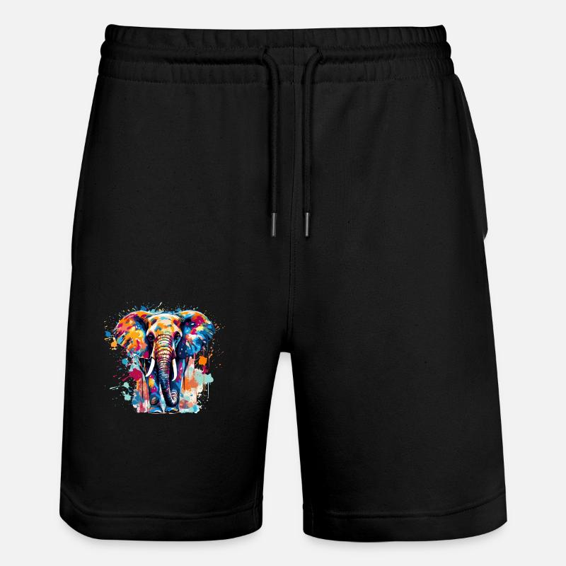 Éléphant dessin éléphant Motif dans des couleurs vives - Short de jogging bio TRAINER Stanley/Stella unisexe - noir