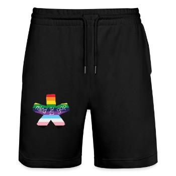 blockedTitle - Stanley/Stella Unisex Bio Joggingshorts Trainer  - Schwarz - Vorne - Nik (191cm) & Marisol (170cm)