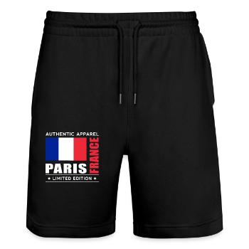 Paris - Short de jogging bio TRAINER Stanley/Stella unisexe - noir - Devant - Nik (191cm) & Marisol (170cm)