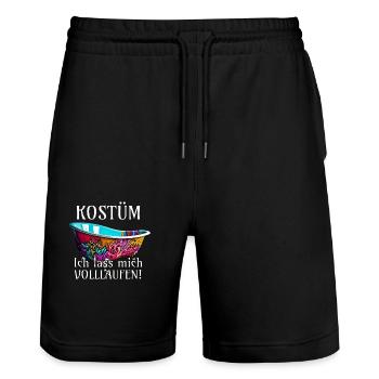 Kostüm Badewanne - ich lass mich volllaufen! - Stanley/Stella Unisex Bio Joggingshorts Trainer  - Schwarz - Vorne - Nik (191cm) & Marisol (170cm)