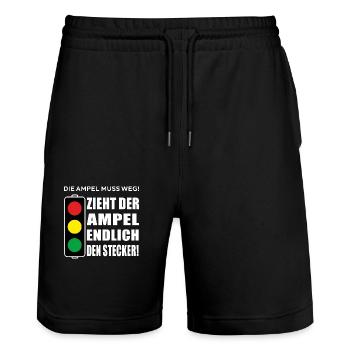 Finally pulls the plug on the traffic light - Stanley/Stella Trainer Unisex Organic Jogging Shorts - black - Front - Nik (191cm) & Marisol (170cm)