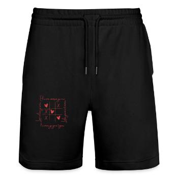 Saint Valentin love - Stanley/Stella Trainer Unisex Organic Jogging Shorts - black - Front - Nik (191cm) & Marisol (170cm)