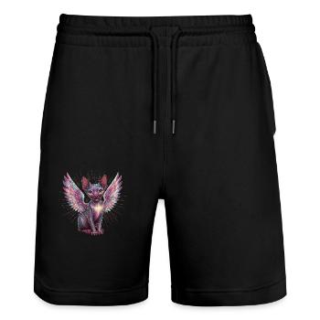 Sphynx Cat for Cat Lovers - Stanley/Stella Trainer Unisex Organic Jogging Shorts - black - Front - Nik (191cm) & Marisol (170cm)