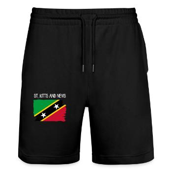 Saint Kitts and Nevis - Caribbean - West Indies - Stanley/Stella Trainer Unisex Organic Jogging Shorts - black - Front - Nik (191cm) & Marisol (170cm)