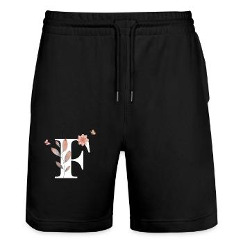 Letter f wildflowers watercolors - Stanley/Stella Trainer Unisex Organic Jogging Shorts - black - Front - Nik (191cm) & Marisol (170cm)