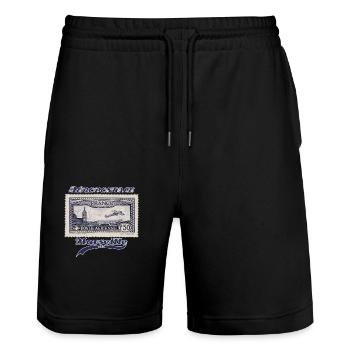Marseille Aéropostale vintage - Stanley/Stella Trainer Unisex Organic Jogging Shorts - black - Front - Nik (191cm) & Marisol (170cm)