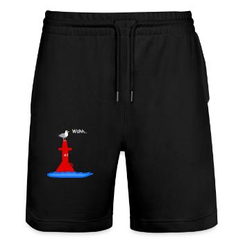 Sailor Seagull - Stanley/Stella Trainer Unisex Organic Jogging Shorts - black - Front - Nik (191cm) & Marisol (170cm)