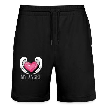 My Angel Heart with Wings Graphic für Frauen - Stanley/Stella Unisex Bio Joggingshorts Trainer  - Schwarz - Vorne - Nik (191cm) & Marisol (170cm)