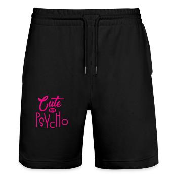 Cute But Psycho - Süss Aber Verrückt - Durchgeknal - Stanley/Stella Unisex Bio Joggingshorts Trainer  - Schwarz - Vorne - Nik (191cm) & Marisol (170cm)