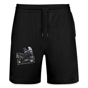 Reiseenduro // Illustration // Motorrad - Stanley/Stella Unisex Bio Joggingshorts Trainer  - Schwarz - Vorne - Nik (191cm) & Marisol (170cm)