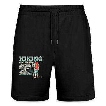 Les effets secondaires de la randonnée comprennent la transpiration de la randonnée en montagne - Short de jogging bio TRAINER Stanley/Stella unisexe - noir - Devant - Nik (191cm) & Marisol (170cm)