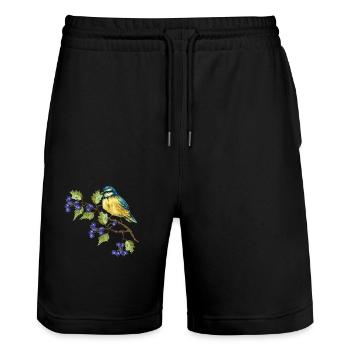Bunter Vogel - Stanley/Stella Unisex Bio Joggingshorts Trainer  - Schwarz - Vorne - Nik (191cm) & Marisol (170cm)