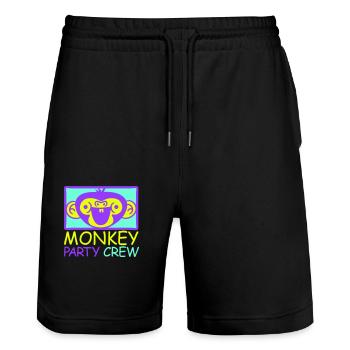 Monkey Party Crew Affen Feiern Team Freunde Spruch - Stanley/Stella Unisex Bio Joggingshorts Trainer  - Schwarz - Vorne - Nik (191cm) & Marisol (170cm)
