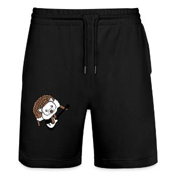 Cooler Igel Spielt Süß Gitarre Musik Gitarrist Fun - Stanley/Stella Unisex Bio Joggingshorts Trainer  - Schwarz - Vorne - Nik (191cm) & Marisol (170cm)