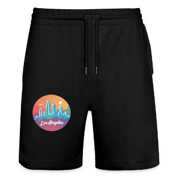 Los Angeles Kalifornien USA - Stanley/Stella Unisex Bio Joggingshorts Trainer  - Schwarz - Vorne - Nik (191cm) & Marisol (170cm)