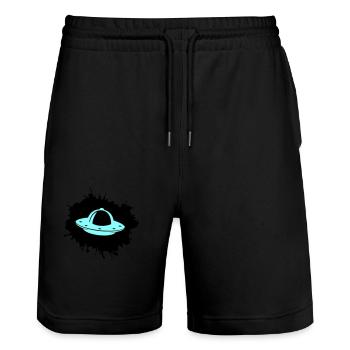 Ufo Klecks - Stanley/Stella Unisex Bio Joggingshorts Trainer  - Schwarz - Vorne - Nik (191cm) & Marisol (170cm)
