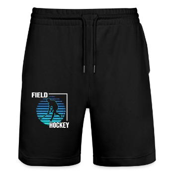 hockey hockey club hockey player - Stanley/Stella Trainer Unisex Organic Jogging Shorts - black - Front - Nik (191cm) & Marisol (170cm)