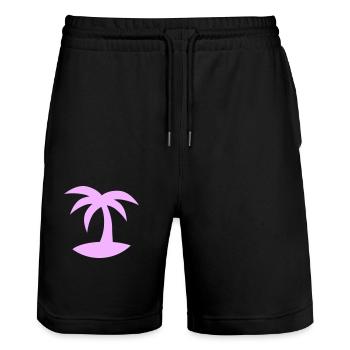 Palm Tree Island Tree Beach Holiday Coconut Sea Cool - Stanley/Stella Trainer Unisex Organic Jogging Shorts - black - Front - Nik (191cm) & Marisol (170cm)