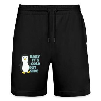 bébé pingouin il fait froid dehors - Short de jogging bio TRAINER Stanley/Stella unisexe - noir - Devant - Nik (191cm) & Marisol (170cm)
