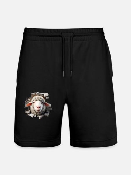 Sheep Head in Hole 2 - Stanley/Stella Trainer Unisex Organic Jogging Shorts - black