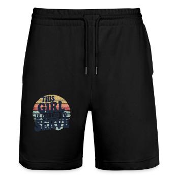 Glaubensreise einer Missionarin - Stanley/Stella Unisex Bio Joggingshorts Trainer  - Schwarz - Vorne - Nik (191cm) & Marisol (170cm)