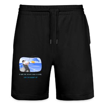 I Arctic Fish Like A Girl Try To Keep Up - Stanley/Stella Trainer Unisex Organic Jogging Shorts - black - Front - Nik (191cm) & Marisol (170cm)