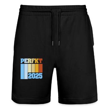 2025 - Stanley/Stella Trainer Unisex Organic Jogging Shorts - black - Front - Nik (191cm) & Marisol (170cm)