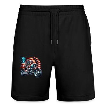 Motorrad,motorcycle,dirkbike motocross - Stanley/Stella Unisex Bio Joggingshorts Trainer  - Schwarz - Vorne - Nik (191cm) & Marisol (170cm)