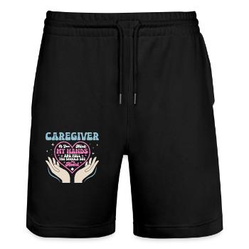 Caregiver If You Think My Hands Are Full Caregivin - Stanley/Stella Trainer Unisex Organic Jogging Shorts - black - Front - Nik (191cm) & Marisol (170cm)