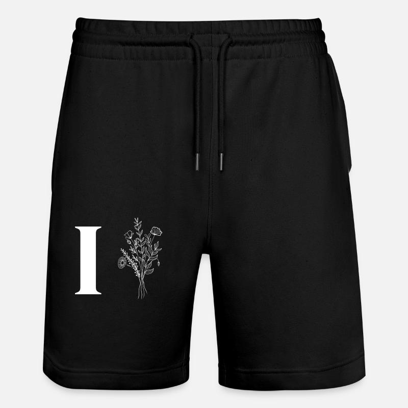 Minimalistische Blumen - Stanley/Stella Unisex Bio Joggingshorts Trainer  - Schwarz