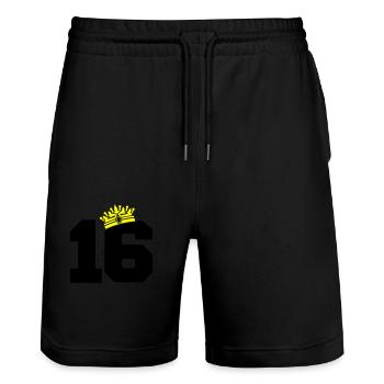 16 king - Stanley/Stella Unisex Bio Joggingshorts Trainer  - Schwarz - Vorne - Nik (191cm) & Marisol (170cm)