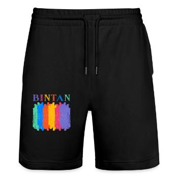 Bintan Indonesia - Stanley/Stella Trainer Unisex Organic Jogging Shorts - black - Front - Nik (191cm) & Marisol (170cm)